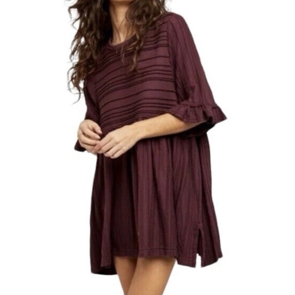 Free People Women’s Take A Spin Babydoll Tunic Dress Black Honey Size XS EUC - Picture 4 of 4